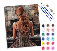 Paint by Numbers Kits for Adults Painting Kits for Beginners On Clear Symbols Colored Canvas Back view in front of the piano Easy Acrylic Pigment Drawing Paintwork for Home Wall Decor Frameless