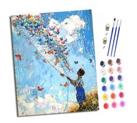 Paint by Numbers Kits for Adults Painting Kits for Beginners On Clear Symbols Colored Canvas Butterfly Dreamcatcher Boy Easy DIY Acrylic Pigment Drawing Paintwork for Home Wall Decor 16x20in Frameless