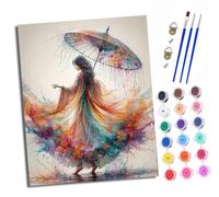 Paint by Numbers Kits for Adults Painting Kits for Beginners On Clear Symbols Colored Canvas Colorful woman holding an umbrella Easy DIY Acrylic Pigment Drawing Paintwork for Home Wall Decor 16x20in