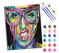 Paint by Numbers Kits for Adults Painting Kits for Beginners On Clear Symbols Colored Canvas Colorful portraits Easy DIY Acrylic Pigment Drawing Paintwork for Home Wall Decor 16x20in Frameless
