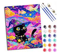 Paint by Numbers Kits for Adults Painting Kits for Beginners On Clear Symbols Colored Canvas Colorful Magic Kitten Easy DIY Acrylic Pigment Drawing Paintwork for Home Wall Decor with Frame