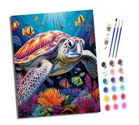 Paint by Numbers Kits for Adults Painting Kits for Beginners On Clear Symbols Colored Canvas Colorful sea turtles Easy DIY Acrylic Pigment Drawing Paintwork for Home Wall Decor 16x20in Frameless