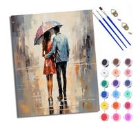 Paint by Numbers Kits for Adults Painting Kits for Beginners On Clear Symbols Colored Canvas Couple holding umbrella in the rain Easy DIY Acrylic Pigment Drawing Paintwork for Home Wall Decor 16x20in