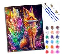 Paint by Numbers Kits for Adults Painting Kits for Beginners On Clear Symbols Colored Canvas Crystal-tailed fox stands under the starry sky Easy Acrylic Pigment for Home Wall Decor 16x20in With frame
