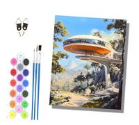 Paint by Numbers Kits for Adults Painting Kits for Beginners On Clear Symbols Colored Canvas Easy DIY Acrylic Pigment Drawing Paintwork for Home Wall Decor 16x20in Frameless Mountain Future House
