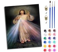 Paint by Numbers Kits for Adults Painting Kits for Beginners On Clear Symbols Colored Canvas Easy DIY Acrylic Pigment Drawing Paintwork for Home Wall Decor 16x20in Frameless Jesus's Merciful Face