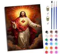 Paint by Numbers Kits for Adults Painting Kits for Beginners On Clear Symbols Colored Canvas Easy DIY Acrylic Pigment Drawing Paintwork for Home Wall Decor 16x20in Frameless The Incarnation of Jesus