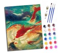 Paint by Numbers Kits for Adults Painting Kits for Beginners On Clear Symbols Colored Canvas Fantasy Red Whale Travels Easy DIY Acrylic Pigment Drawing Paintwork for Home Wall Decor 16x20in Frameless