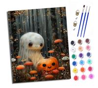 Paint by Numbers Kits for Adults Painting Kits for Beginners On Clear Symbols Colored Canvas Forest pumpkins and ghosts Easy DIY Acrylic Pigment Drawing Paintwork for Home Wall Decor With frame