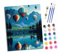 Paint by Numbers Kits for Adults Painting Kits for Beginners On Clear Symbols Colored Canvas Hot air balloon mountain lake Easy DIY Acrylic Pigment Drawing Paintwork for Home Wall Decor Frameless