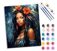 Paint by Numbers Kits for Adults Painting Kits for Beginners On Clear Symbols Colored Canvas Indian Huntress Easy DIY Acrylic Pigment Drawing Paintwork for Home Wall Decor 16x20in with Frame