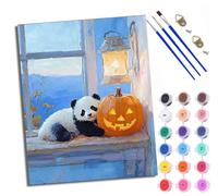 Paint by Numbers Kits for Adults Painting Kits for Beginners On Clear Symbols Colored Canvas Leisurely Cute Bear time Easy DIY Acrylic Pigment Drawing Paintwork for Home Wall Decor 16x20in with Frame