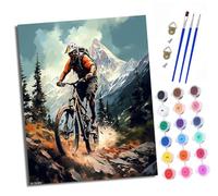 Paint by Numbers Kits for Adults Painting Kits for Beginners On Clear Symbols Colored Canvas Man riding a mountain bike Easy DIY Acrylic Pigment Drawing Paintwork for Home Wall Decor 16x20in Frameless