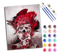 Paint by Numbers Kits for Adults Painting Kits for Beginners On Clear Symbols Colored Canvas Mask Beauty Easy DIY Acrylic Pigment Drawing Paintwork for Home Wall Decor 16x20in with Frame