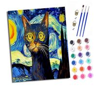 Paint by Numbers Kits for Adults Painting Kits for Beginners On Clear Symbols Colored Canvas Moonlight Abstract Kitten Easy DIY Acrylic Pigment Drawing Paintwork for Home Wall Decor 16x20in With frame