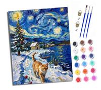 Paint by Numbers Kits for Adults Painting Kits for Beginners On Clear Symbols Colored Canvas Moonlight Christmas Kitten Easy DIY Acrylic Pigment Drawing Paintwork for Home Wall Decor With frame