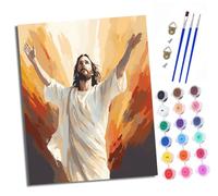 Paint by Numbers Kits for Adults Painting Kits for Beginners On Clear Symbols Colored Canvas Open your hands Jesus Easy DIY Acrylic Pigment Drawing Paintwork for Home Wall Decor 16x20in Frameless