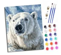 Paint by Numbers Kits for Adults Painting Kits for Beginners On Clear Symbols Colored Canvas Polar bears in the glacier Easy DIY Acrylic Pigment Drawing Paintwork for Home Wall Decor With frame