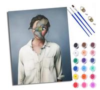 Paint by Numbers Kits for Adults Painting Kits for Beginners On Clear Symbols Colored Canvas Portrait of a Man Covering His Face with Flying Birds Acrylic Pigment Drawing Paintwork for Home Wall Decor