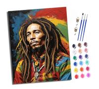 Paint by Numbers Kits for Adults Painting Kits for Beginners On Clear Symbols Colored Canvas Reggae music singer Easy DIY Acrylic Pigment Drawing Paintwork for Home Wall Decor 16x20in Frameless