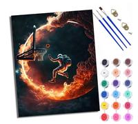 Paint by Numbers Kits for Adults Painting Kits for Beginners On Clear Symbols Colored Canvas Space Basketball Fantasy Picture Easy DIY Acrylic Pigment Drawing Paintwork for Home Wall Decor 16x20in