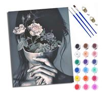Paint by Numbers Kits for Adults Painting Kits for Beginners On Clear Symbols Colored Canvas Woman biting her finger Easy DIY Acrylic Pigment Drawing Paintwork for Home Wall Decor 16x20in Frameless