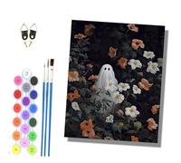 Paint by Numbers Kits for Adults Painting Kits for Beginners Symbols Colored Canvas Acrylic Pigment Drawing Paintwork for Home Wall Decor 16x20in Frameless The Little Ghost in the Flowerbed - 2