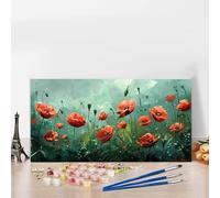 Paint by Numbers Kits for Adults Red Paint by Numbers Kits on Colored Canvas, Without Frame DIY Craft Art Oil Painting Daisy Acrylic Pigment Paintwork Kit Home Decor, Gifts for Women 50x100 cm G8-549