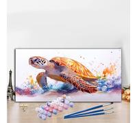 Paint by Numbers Kits for Adults Sea Turtles Paint by Numbers Kits On Colored Canvas, Craft Art Colorful Oil Painting Acrylic Pigment Paintwork Kit Hobbies for Adults Women,Home Decor 40x80 Inch G8-95