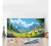 Paint by Numbers Kits for Adults Sheep Paint by Numbers Kits on Colored Canvas, Without Frame DIY Craft Art Oil Painting Animal Acrylic Pigment Paintwork Kit for Home Decor, Women Gifts 28x56in G8-847