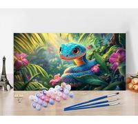 Paint by Numbers Kits for Adults Snake Paint by Numbers Cute Kits on Colored Canvas, DIY Oil Hand Crafts Wall Art Gifts with Acrylic Pigment, Home Wall Decor, Gifts for Women, Canvas 12x24in N5-773