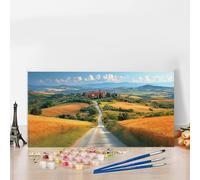 Paint by Numbers Kits for Adults The Way Paint by Numbers Kits on Colored Canvas, Without Frame DIY Craft Art Oil Painting Wheat Field Acrylic Pigment Paintwork Kit for Home Decor,Gifts 36x72in G8-777