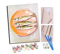 Paint by Numbers Kits for Adults Three Small Fish in The Coral Plate DIY Digital Oil Painting Gift Kits Pre-Printed Canvas Art Home Decoration -16 * 20 Inch with Frame