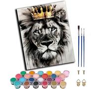 Paint by Numbers Kits for Adults,with Acrylic Painted Brushes,DIY Craft Oil Painting Art for Home Decor,40x50cm,Black White Lion King Portrait,Frameless
