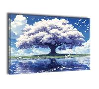 Paint by Numbers Kits for Adults With Frame, Trees Lake Painting by Numbers with Brushes and Acrylic Paints, Canvas Oil Paint Kit Hobbies for Adults Women, Halloween Home Wall Decor 36x48in Ee-899