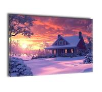 Paint by Numbers Kits for Adults With Frame, Winter Houses Painting by Numbers with Brushes and Acrylic Paints, Canvas Oil Paint Kit Hobbies for Adults Women, Halloween Home Wall Decor 8x12in Ee-859