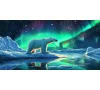 Paint by Numbers Kits for Children, DIY Bear Acrylic Paints Craft Kits for Kids with Brushes, Aurora Canvas Wall Art for Adults, Apply to Room Decor, Ideal Stress Relief Gifts, No Frame 40x80cm U-894