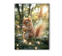 Paint by Numbers Kits Forest Painting by Numbers for Adults Squirrel Paint by Number for Children with Frame 40x50cm, DIY Color Oil Painting with 3 Brush and Acrylic Paints for Home Wall Decor 0R-698
