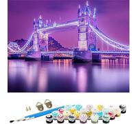 Paint by Numbers Kits London 50x70cm Large Paint by Numbers for Adults Beginner Bridge,DIY Oil Painting Art with Paintbrushes and Acrylic Pigment,Hobbies for Women Adults Crafts (Without Frame) M-1199