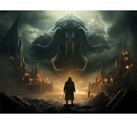 Paint by Numbers Kits, Oil Painting Works The Myth Of Cthulhu with 3 Brushes and Acrylic Paint Painting Kit 12x16in for Kids and Adults Beginner DIY Gift Arts Kits for Home Decor (Without Frame) W-266