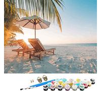 Paint by Numbers Kits Sunset Beach Scenes, ABEUTY DIY Number Painting Canvas Wall Art 40x50cm (No Frame)