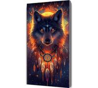 Paint by Numbers Kits Wolf 40x80cm Large Paint by Numbers for Adults or Beginner Dreamcatcher, DIY Oil Painting Art with Paintbrushes and Acrylic Pigment, Hobbies for Women Adults Crafts LE-489
