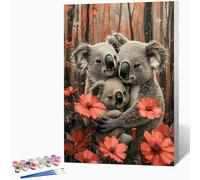 Paint by Numbers Koala, Painting by Numbers for Adults Flowers, DIY Hand Painted Oil Painting Kit with 3 - Brushes and Acrylic Paint, Canvas Kits for Gifts Decor, Without Frame 24x32 inch -WX251072