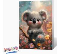 Paint by Numbers Koala, Painting by Numbers for Adults Flowers, DIY Hand Painted Oil Painting Kit with 3 - Brushes and Acrylic Paint, Canvas Kits for Gifts Home Decor, Without Frame 24"x32" -WX251022