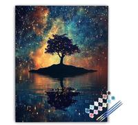 Paint by Numbers Landscape Paint by Numbers Kits for Adult Tree, DIY Canvas Oil Painting Kit for Kids or Beginner with Painting Brushes Acrylic, for Home Decor Gifts 60x80cm Without Frame uk4-1001