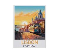 Paint by Numbers，Lisbon Portugal Vintage Travel Poster，Landscape Kit for Adults Beginner DIY Oil Painting(40x50cm-AJ43