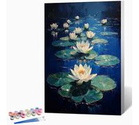 Paint by Numbers Lotus, Painting by Numbers for Adults Landscape, DIY Hand Painted Oil Painting Kit with 3 - Brushes and Acrylic Paint, Canvas Kits for Gifts Decor, Without Frame 12x16 Inch -WX251024