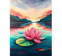 Paint by Numbers Lotus Plant Painting by Numbers for Adults with Frame, Paint by Number for Children Beginners, DIY Acrylic Pigment Drawing Paintwork Arts and Crafts for Room Decor 70x100cm J8-228