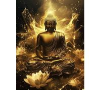 Paint by Numbers Lotus Statue-2，DIY Painting by Numbers for Adults, Arts Kits with 3 Acrylic Paint Brushes and Acrylic Paints, Painting for Adults and Beginners 12x16inch, Home Decor, Gifts J0-296