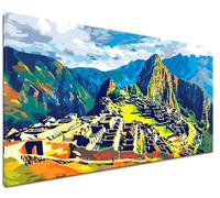 Paint by Numbers Machu Picchu, 12x16 inch Paint by Numbers Landscape Arts and Crafts for Adults, DIY Color Oil Painting Paints on Canvas without Frame for Hobbies for Women, Paint by Numbers Kits J-9